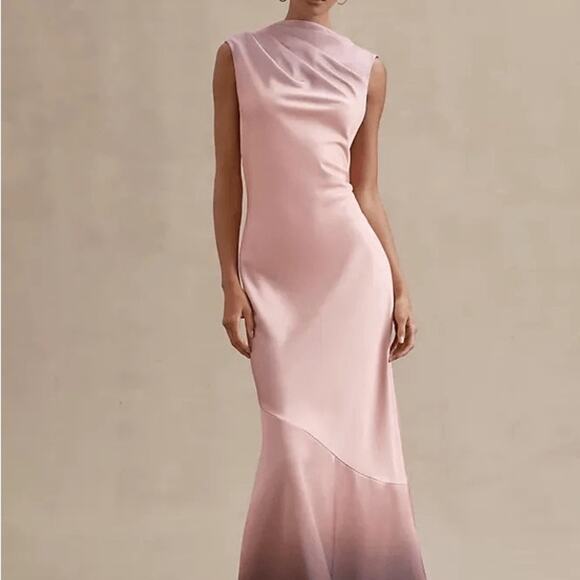 Significant Other Pink Maxi Dress Ombré Tie-Back Satin Size 12 Elegant Cocktail - Picture 5 of 10